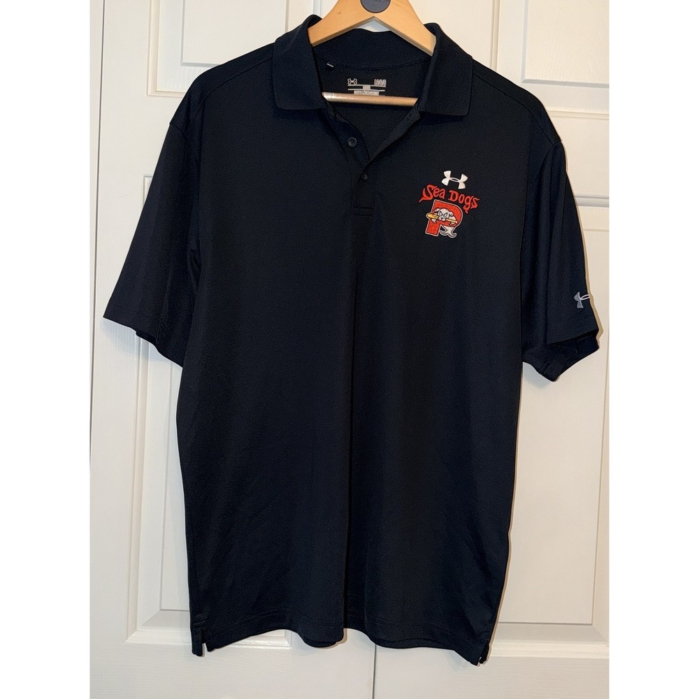 Under Armor Portland Sea Dogs Baseball Men's Polo Shirt Blue L Team Apparel